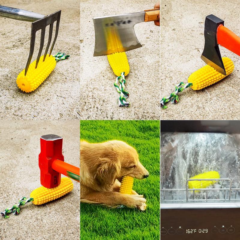 Dog Chew Toy – Squeaky Corn Stick Rope Toy for Small, Medium & Large Breeds (5.8”)