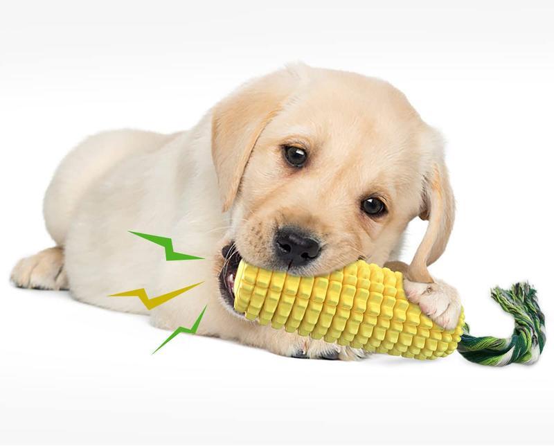 Dog Chew Toy – Squeaky Corn Stick Rope Toy for Small, Medium & Large Breeds (5.8”)