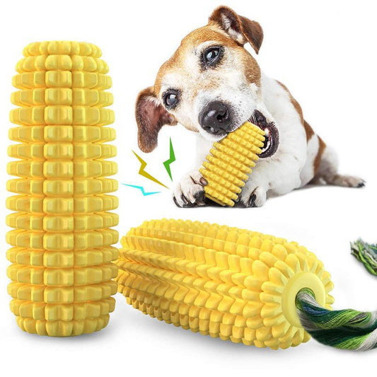 Dog Chew Toy – Squeaky Corn Stick Rope Toy for Small, Medium & Large Breeds (5.8”)