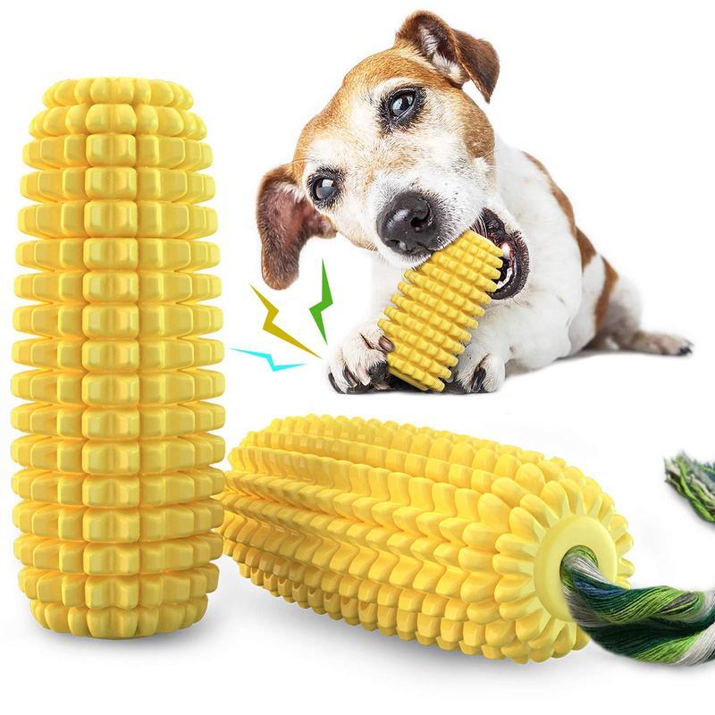Dog Chew Toy – Squeaky Corn Stick Rope Toy for Small, Medium & Large Breeds (5.8”)