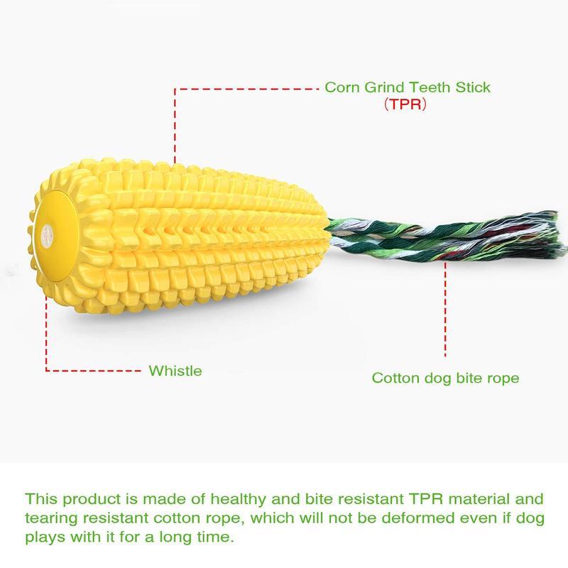 Dog Chew Toy – Squeaky Corn Stick Rope Toy for Small, Medium & Large Breeds (5.8”)